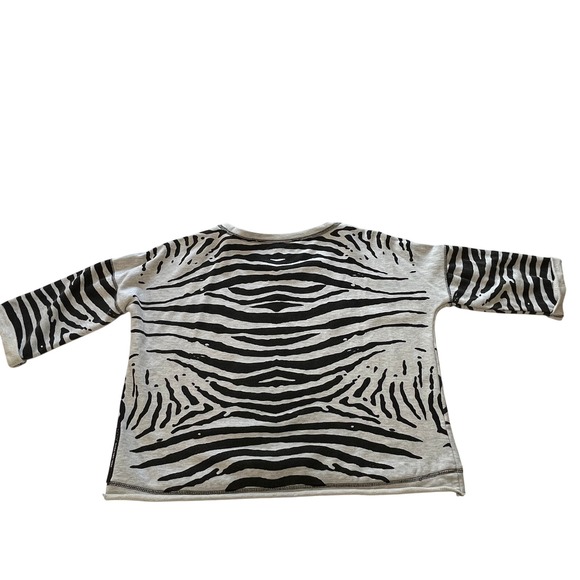 Marc New York Zebra Print Sweatshirt Pullover 3/4 Sleeve Gray Black Animal‎ Top - Picture 7 of 12